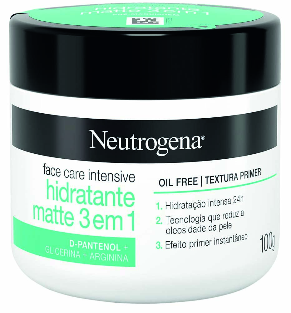 Hidratante facial em frasco branco, preto e verde &aacute;gua