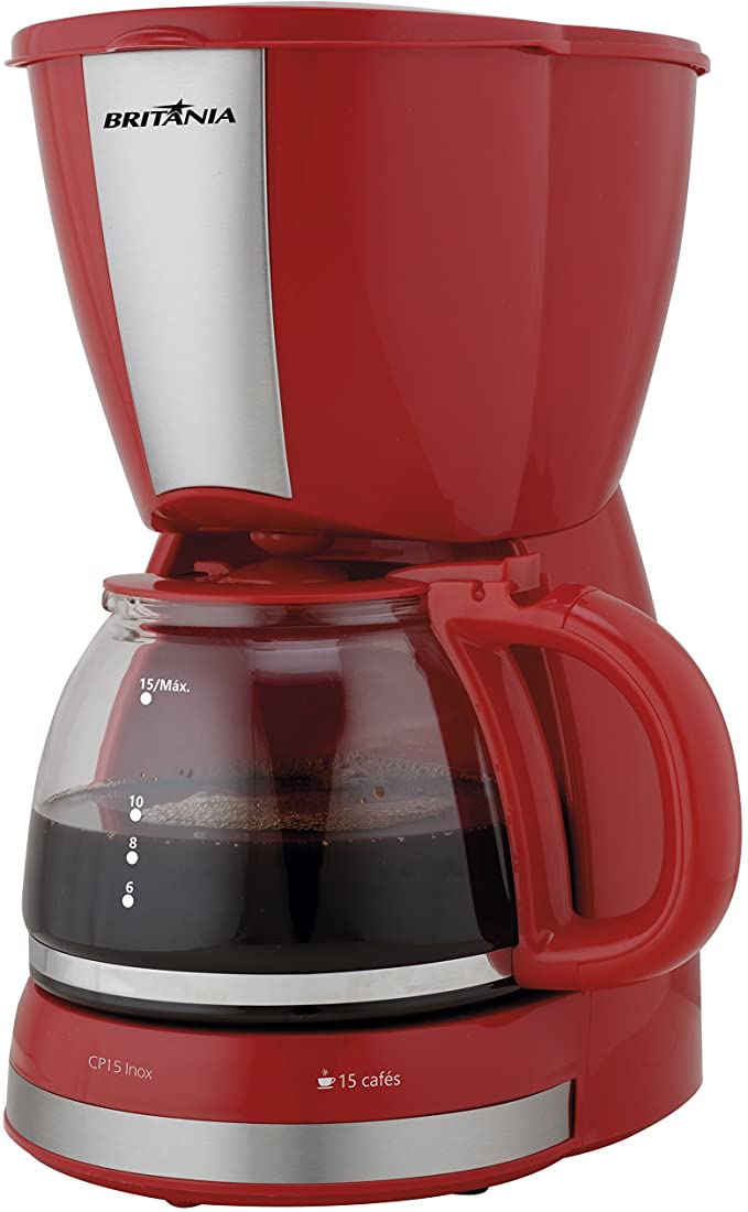 Cafeteira el&eacute;trica de base vermelha