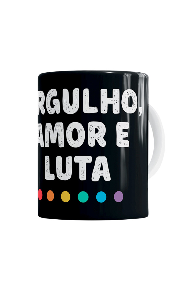 Caneca preta com o lettering 