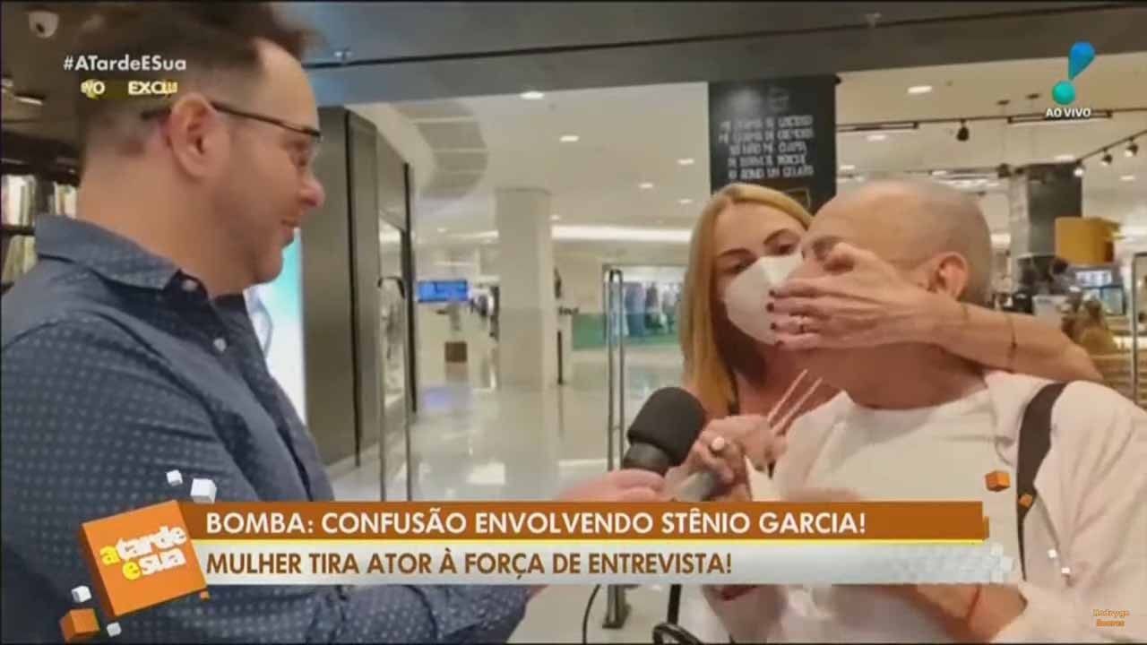 Stenio Garcia: ator é retirado à força de entrevista pela mulher