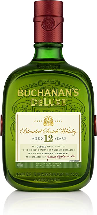 whisky Whisky 12 anos em frasco verde oliva com detalhes em dourado