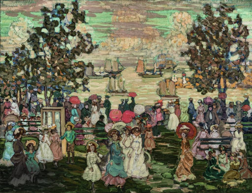 Salem Willows, 1904_ (© TERRA FOUNDATION FOR AMERICAN ART, CHICAGO) Mulheres de vestido aparecem reunidas em quadro.