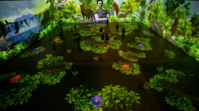 Exposição sobre Frida Kahlo Ambiente tem projeções de florestas e folhas