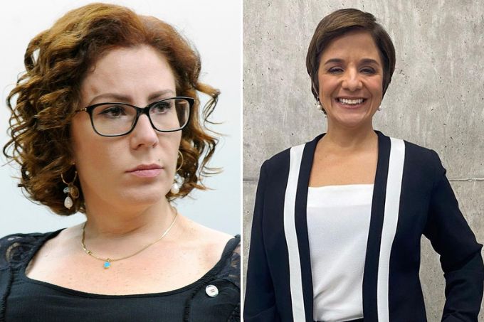 Montagem com foto de Carla Zambelli e Vera Magalhães