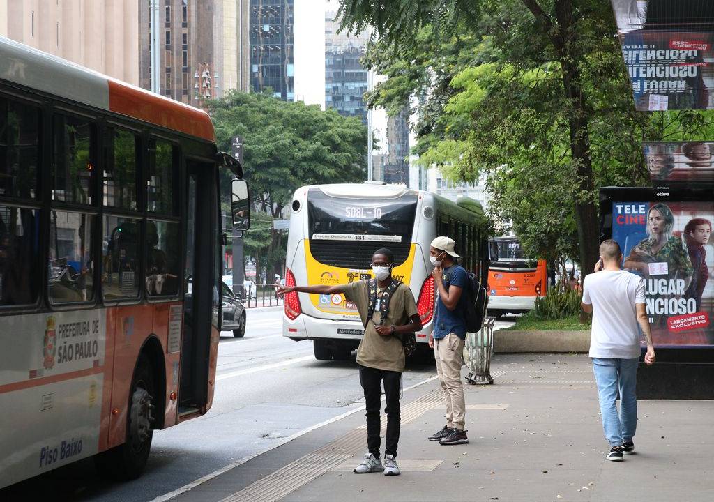 Uso de máscaras em São Paulo.