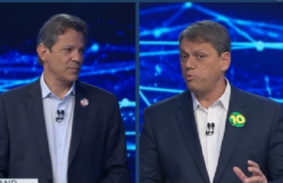 Fernando Haddad e Tarcísio de Freitas participam de debate na Band.