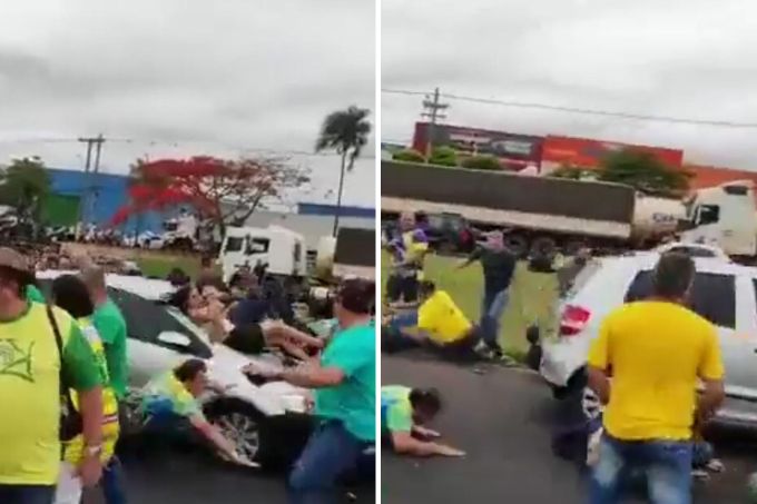 Momento do atropelamento foi registrado pelos manifestantes.
