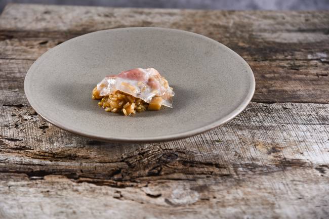 Arroz de garoupa com uma lâmina de guanciale – Fame Arroz de garoupa com uma lâmina de guanciale - Fame