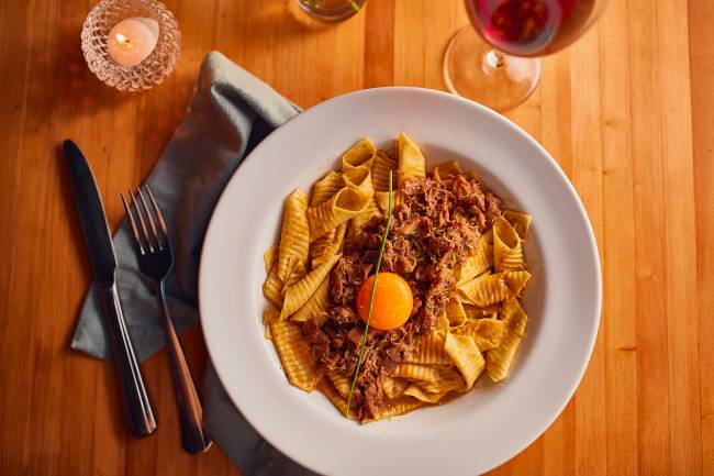 Garganelli com ragu de ossobuco – Bosco prato