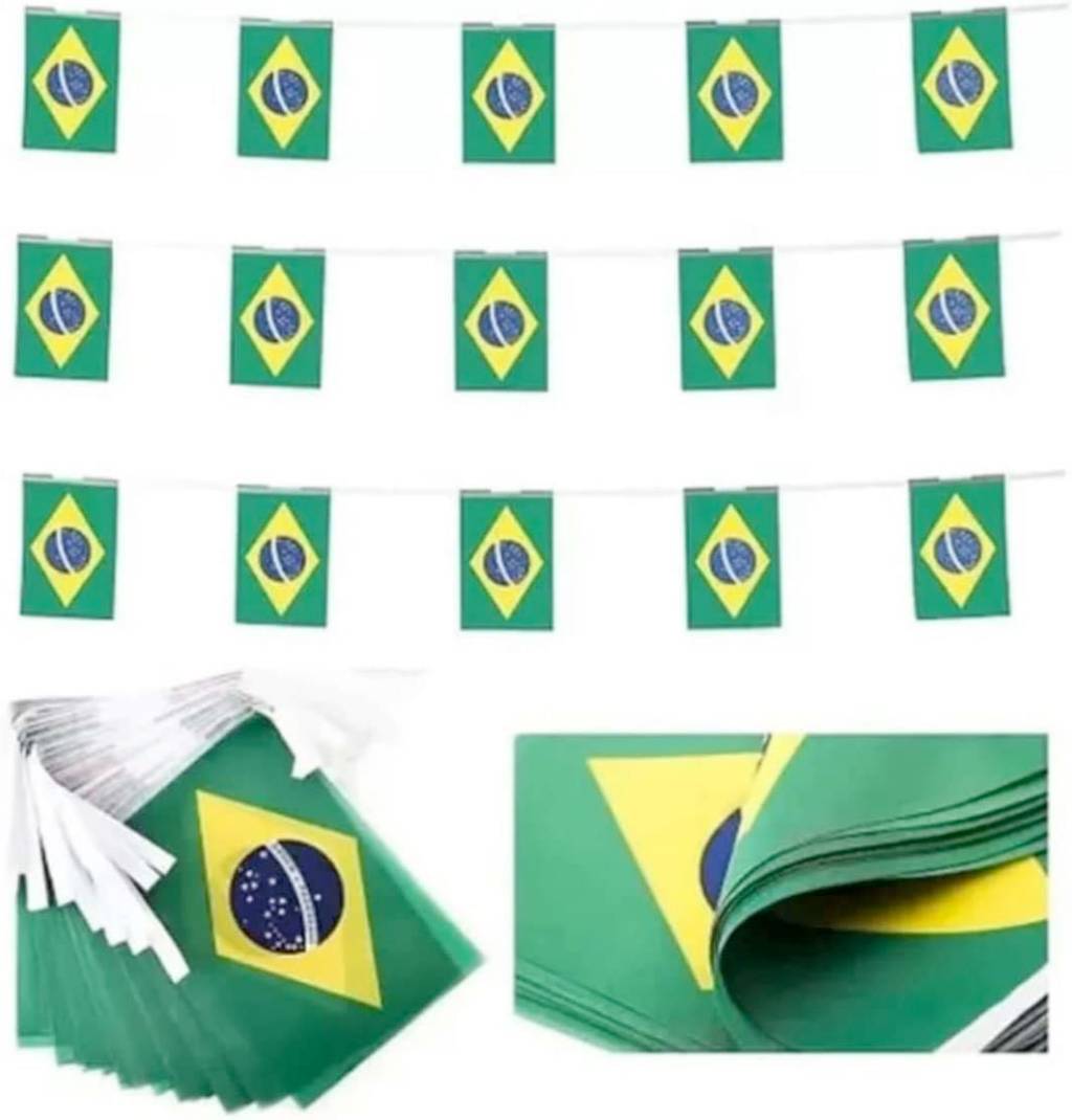 Kit de bandeiras Varal de 9 cm com bandeiras do Brasil