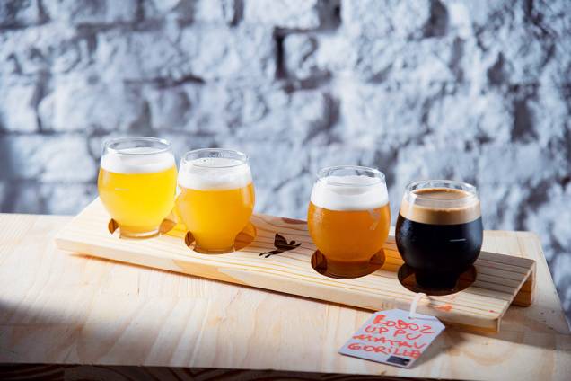 Degustação: na foto, as cervejas Lobozó, Uppumango, Mata Viva e Gorilla Degustação: na foto, as cervejas Lobozó, Uppumango, Mata Viva e Gorilla