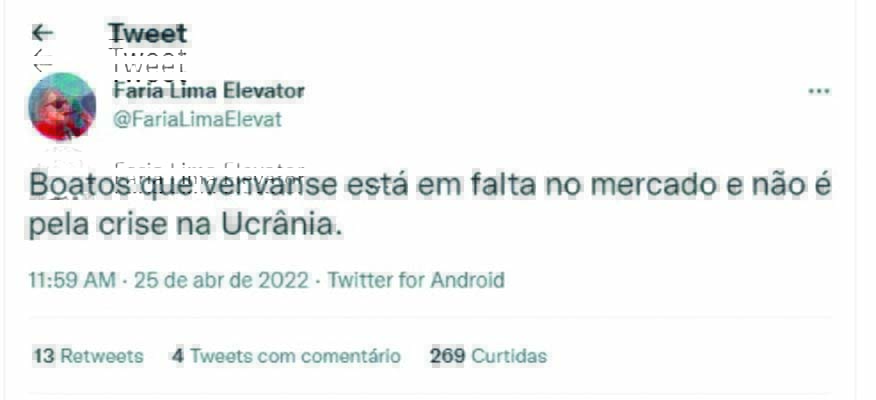 venvanse Imagem mostra printscreen de tweet.