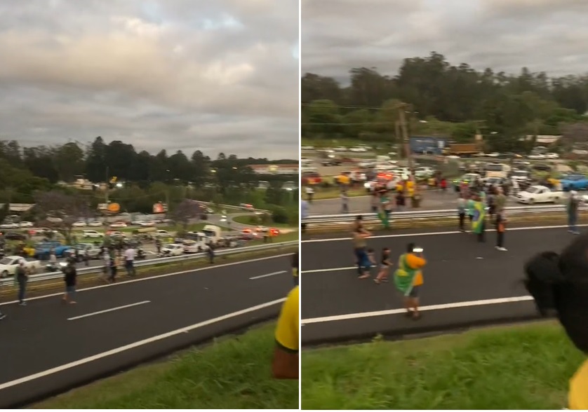 Manifestação na rodovia Anhanguera.