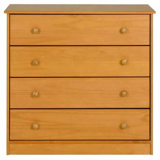 C&ocirc;moda de madeira clara com quatro gavetas