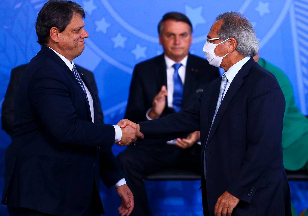 Tarcísio de Freitas e Paulo Guedes.