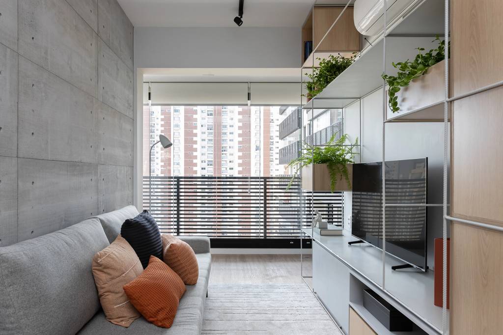 Apartamento-Estúdio-Auna-Studio-Monfré-Arquitetura-Vila-Mariana-Sao-Paulo_4 Apê compacto na Vila Mariana organiza o layout a partir da estante vazada