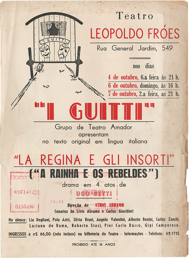 Teatro Leopoldo Fróes – La Regina e Gli Insorti_1.jpg Cartaz antigo de peça de teatro