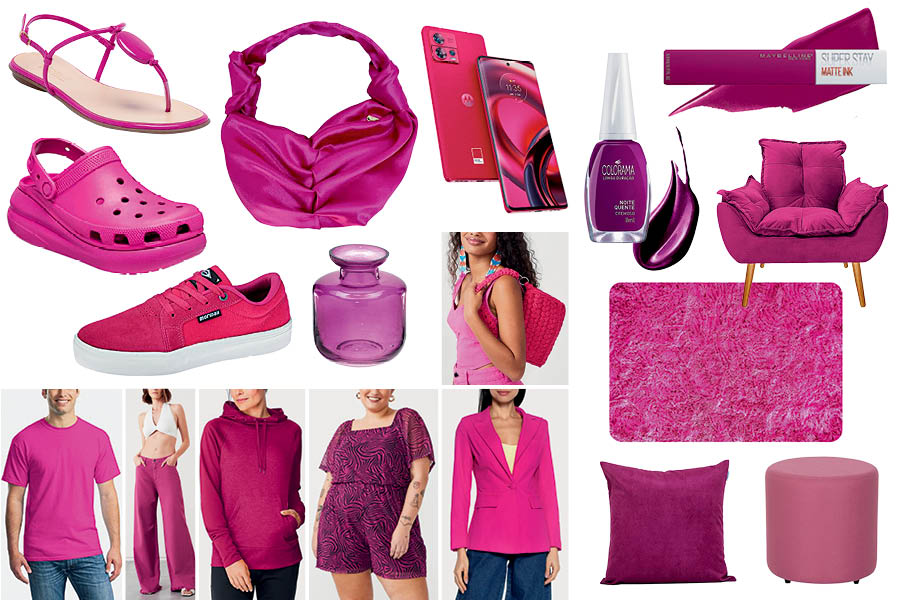 produtos com a cor viva magenta