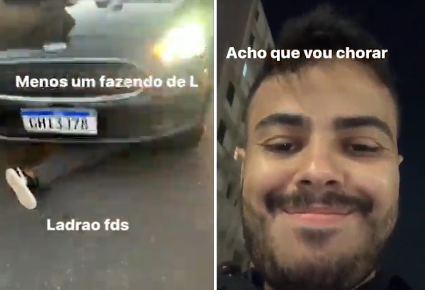 Motorista atropelou suposto autor de furto de celular e postou vídeos no Instagram debochando do ocorrido.