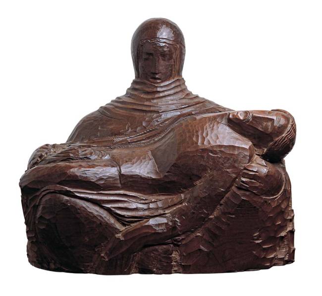 Liceu_Victor_Brecheret_Cred-Instituto Victor Brecheret (2).jpg Uma das obras presentes na exposição é 'Pietá', de 1912, uma escultura em madeira realizada no Liceu, a primeira de Brecheret de que se tem registro