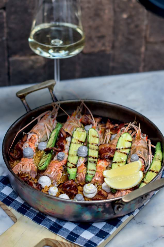 Socarrat de lagostim: com arroz bomba, abóbora e guanciale Socarrat de lagostim: com arroz bomba, abóbora e guanciale