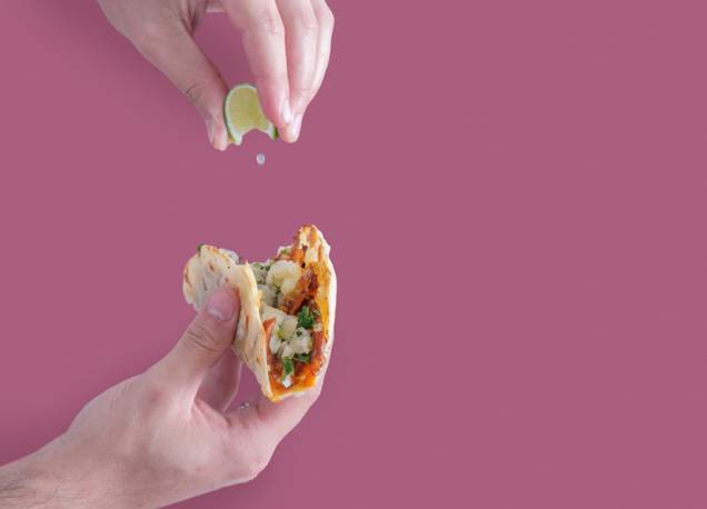 Gringa: um dos tacos do cardápio da Atzi Gringa: um dos tacos do cardápio da Atzi