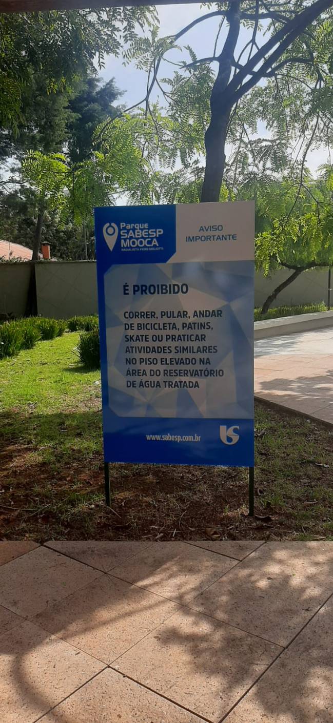 Placa no Parque Sabesp Placa no Parque Sabesp