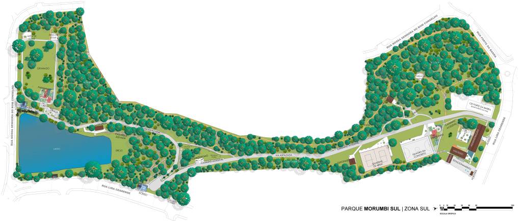 Mapa de implementação do Parque Morumbi Sul Mapa de implementação do Parque Morumbi Sul