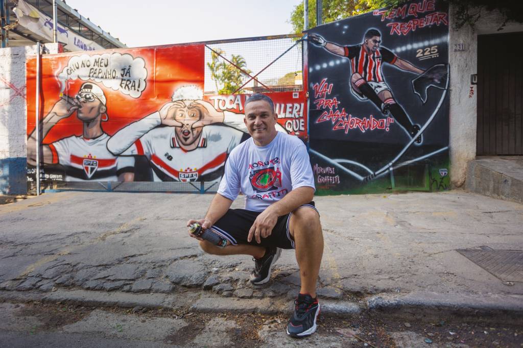 O grafiteiro que retrata ídolos e a história do São Paulo nos muros ao redor do Morumbis