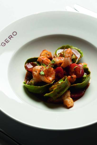 Tortelli verde com camarão grelhado: opção do Gero Itaim Tortelli verde com camarão grelhado: opção do Gero Itaim