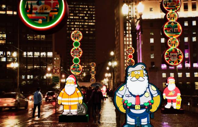 viaduto do chá Projeção de Natal Iluminado no viaduto do Chá, no centro de São Paulo