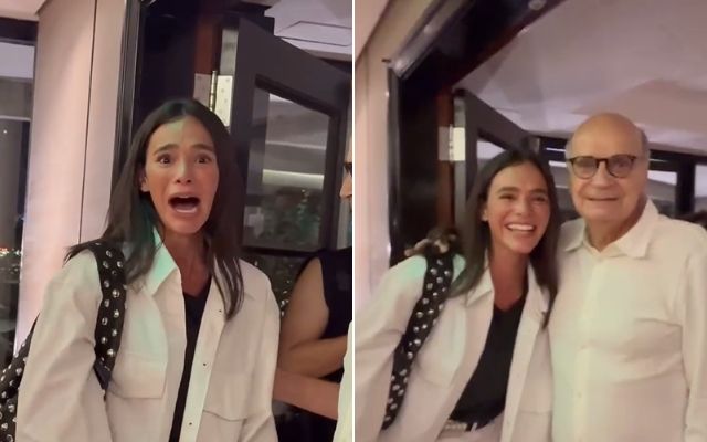 Bruna Marquezine se emociona ao conhecer Drauzio Varella em São Paulo