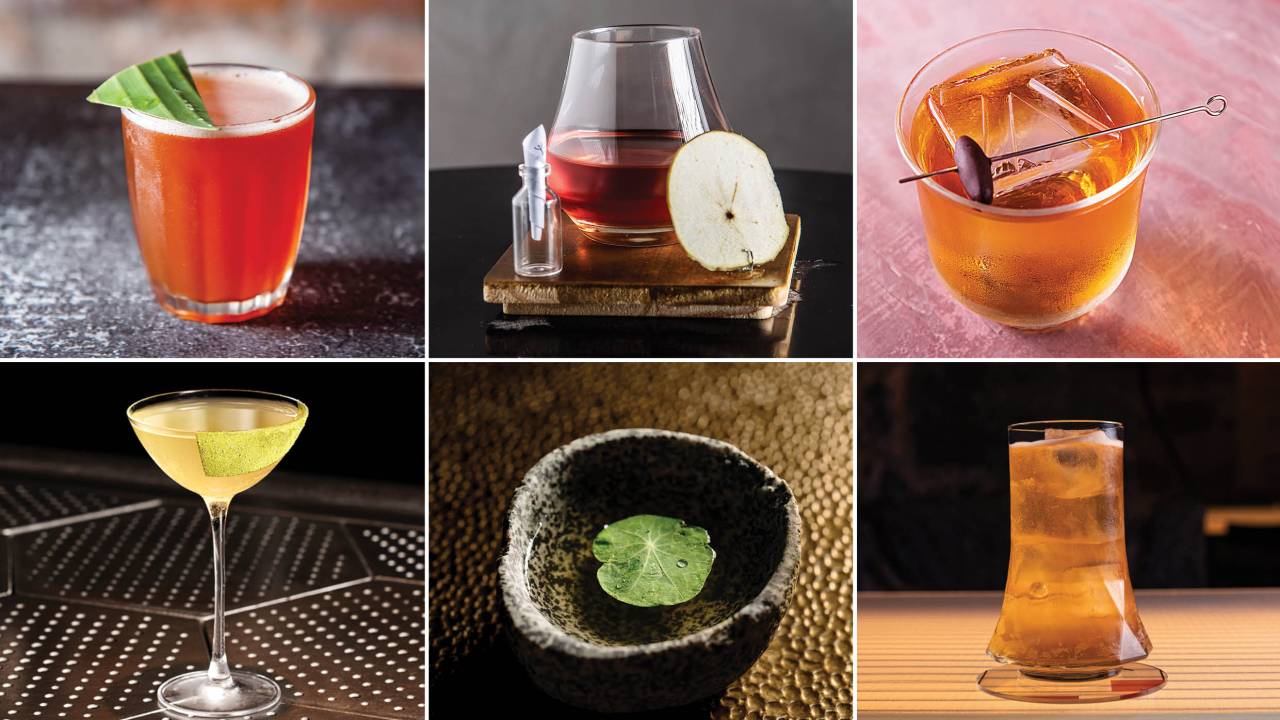 Vários drinques em copos diferentes