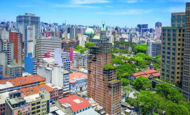 Vista aérea da região em que "Caveirão" foi erguido