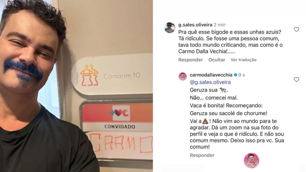 Carmo Dalla Vecchia xinga seguidora no Instagram: “Sacolé de chorume”