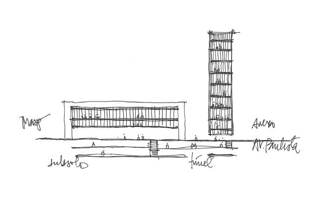 Desenho do Metro Arquitetos para o novo Masp
