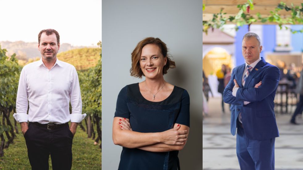 Adriano Miolo (superintendente do Grupo Miolo), Catherine Petit (CEO da Moët Hennessy do Brasil) e Rodrigo Arpini Valério (diretor de marketing e vendas da Cooperativa Vinícola Aurora).