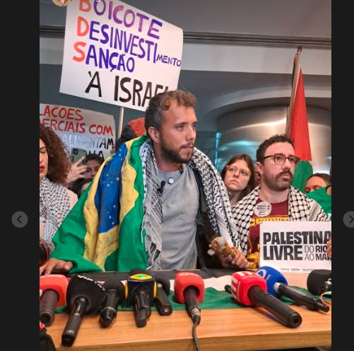 Ativista Thiago Ávila, detido em flotilha rumo a Gaza, chega a SP