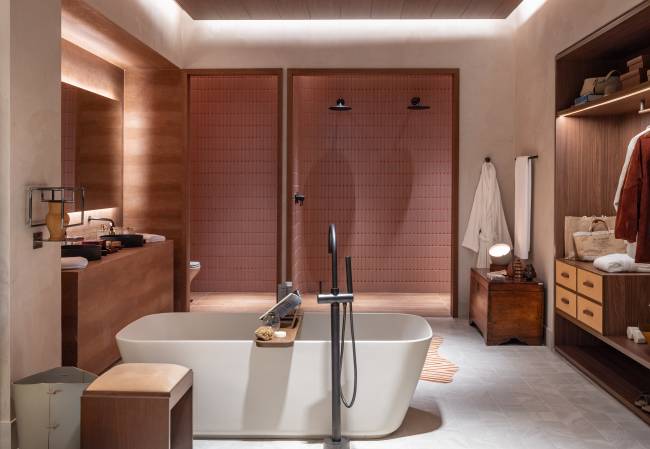 VENCEDOR 4 CATEGORIA BANHEIROS E LAVABOS MARINHA LINHARES Crédito Evelyn Muller Divulgação Banheiro no projeto de Marina Linhares na CASACOR