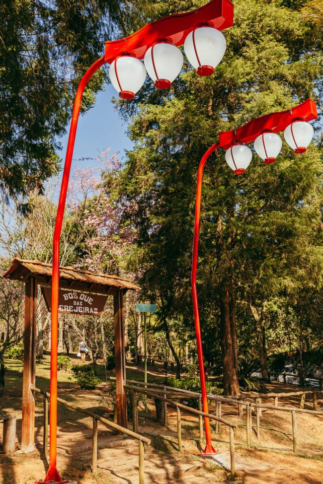 Postes da Liberdade realocados no Bosque das Cerejeiras