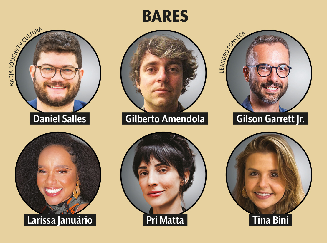 Quadro de jurados de bares: Daniel Salles, Gilberto Amendola, Gilson Garrett Jr., Larissa Janu&aacute;rio, Pri Matta e Tina Bini Comer e Beber SP 2025