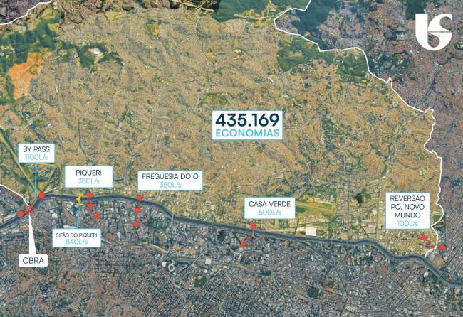 Mapa de desvio de esgoto Sabesp