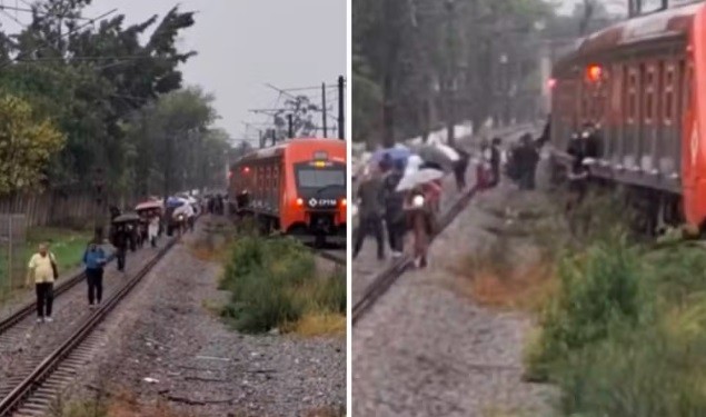 Falha elétrica na Linha 12-Safira faz passageiros andarem pelos trilhos